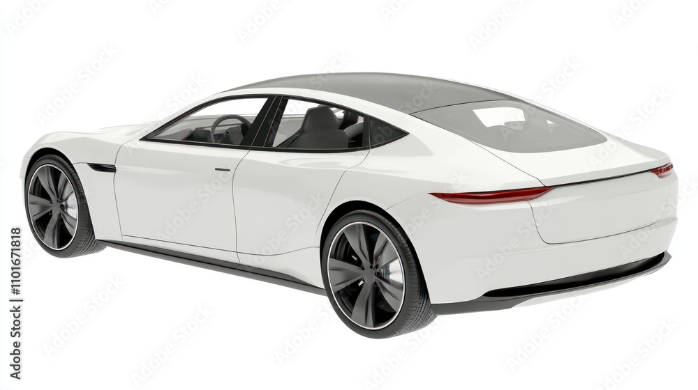 Sleek White Electric Car Rear View Display Sleek White Electric Car Rear View Display