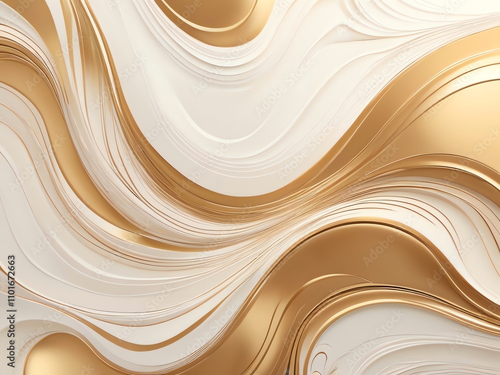 Abstract Gold and White Swirling Design: A Luxurious and Elegant 3D Render Abstract Gold and White Swirling Design: A Luxurious and Elegant 3D Render