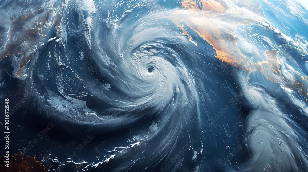 Fototapeta premium A swirling anticyclone forms over the Pacific, influencing air patterns and ocean currents