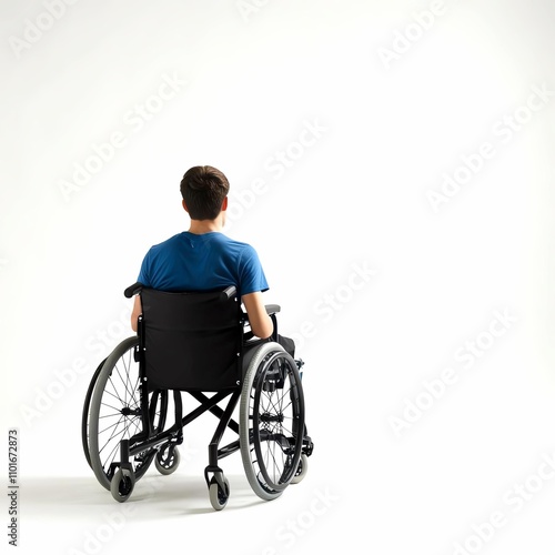 Empowering mobility individual in wheelchair indoor setting lifestyle image minimalist design inspirational concept