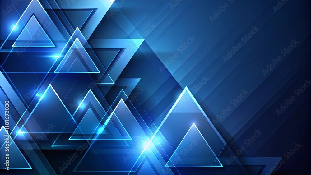 Obraz premium Abstract Blue Triangular Geometric Design with Glowing Effects