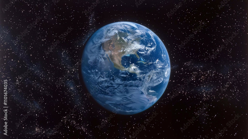A breathtaking view of Earth shows land, oceans, and the atmosphere amid stars A breathtaking view of Earth shows land, oceans, and the atmosphere amid stars