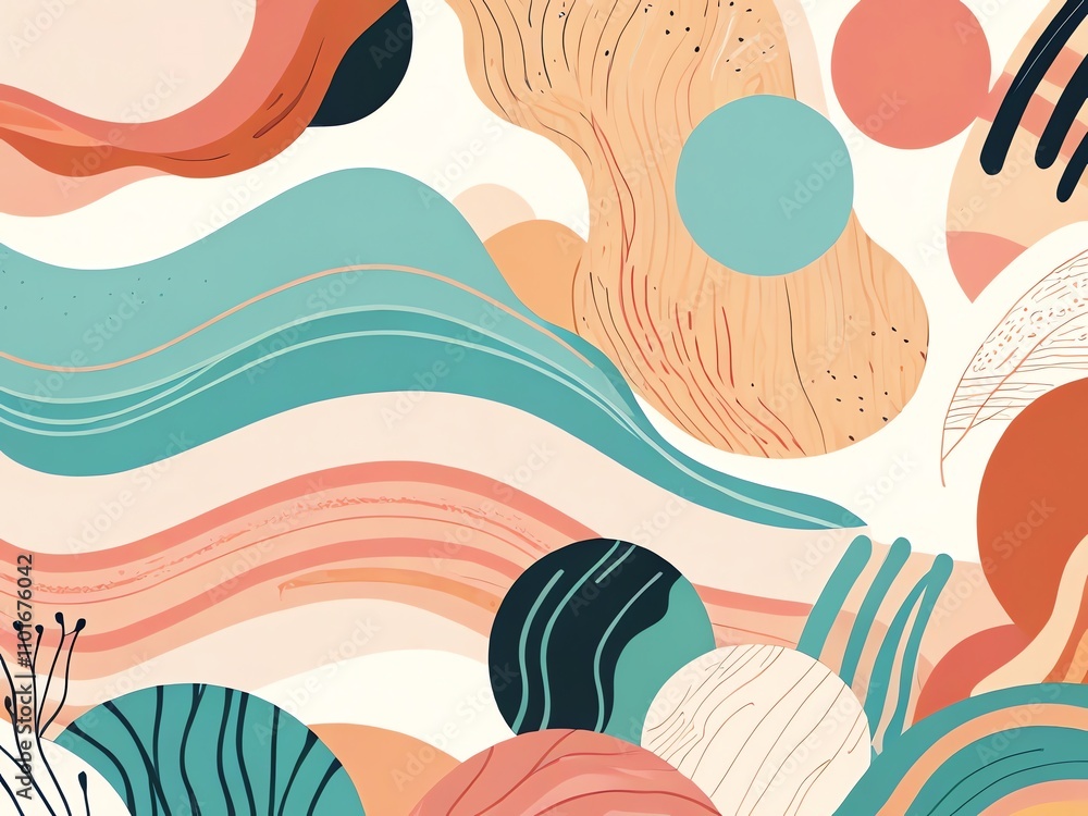 Abstract Art: Serene Organic Shapes in Pastel Hues Abstract Art: Serene Organic Shapes in Pastel Hues