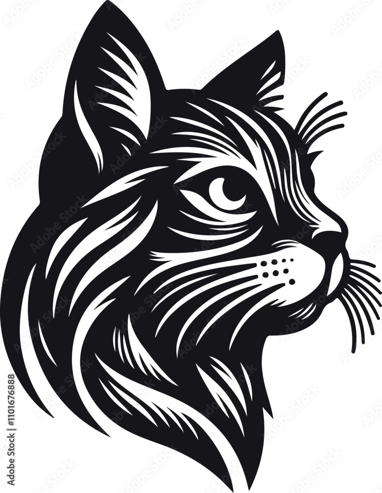cat head silhouette vector style with white background cat head silhouette vector style with white background
