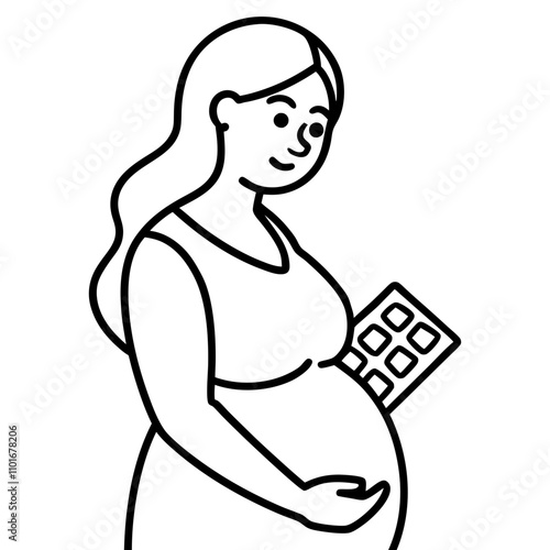 pregnant woman holding blisters of medicine