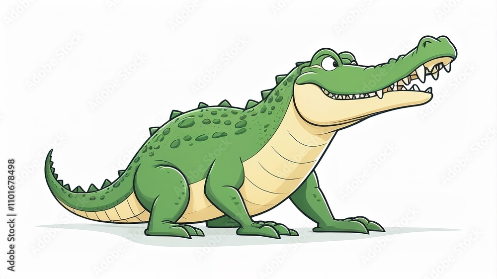 Obraz premium A fun, humorous crocodile cartoon in minimalist style, ideal for lighthearted artwork. 