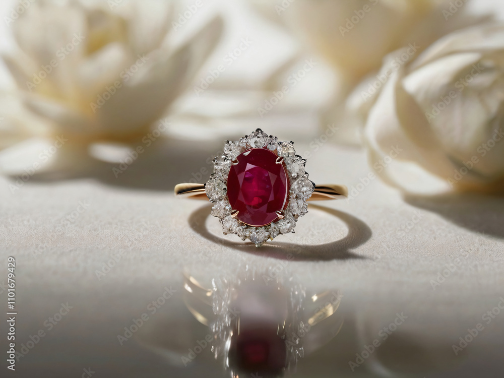 A stunning gold and silver ring with a central red gemstone. A stunning gold and silver ring with a central red gemstone.