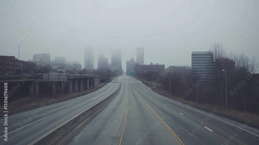 Fototapeta premium Empty express lane on highway during off-peak hours, symbolizing efficiency and opportunity in a calm, uncluttered environment.