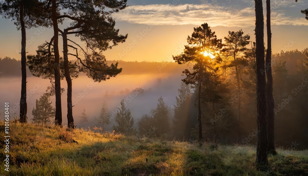 The sun’s radiant embrace illuminates a serene forest at dawn, with golden rays filtering through the dense canopy, painting a picturesque landscape that inspires tranquility and wonder. The sun’s radiant embrace illuminates a serene forest at dawn, with golden rays filtering through the dense canopy, painting a picturesque landscape that inspires tranquility and wonder.