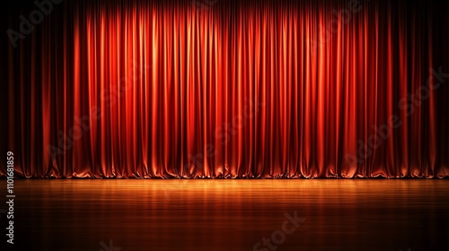 Show time red theatrical curtain waiting to unveil captivating performance on stage.