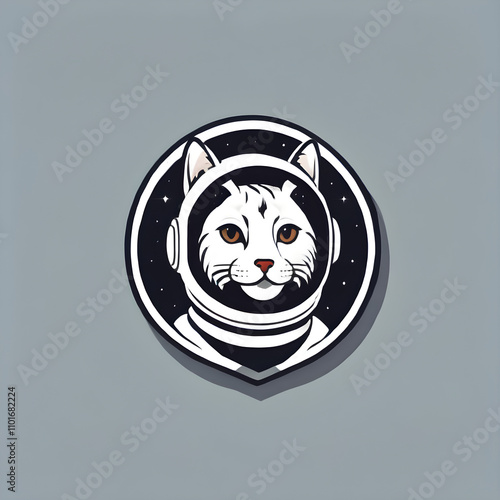 Cat wearing astronaut helmet space star cyberpunk logo  photo