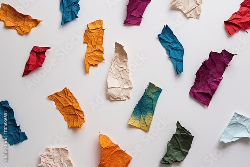 Rugged Paper Edges with Colorful Texture on White Background