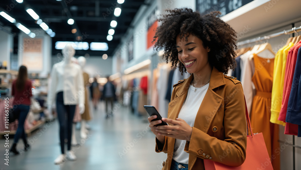 Joyful Hispanic Woman Shopping During Sale: Perfect for Retail Promotions, E-commerce Ads, and Fashion Campaigns Joyful Hispanic Woman Shopping During Sale: Perfect for Retail Promotions, E-commerce Ads, and Fashion Campaigns