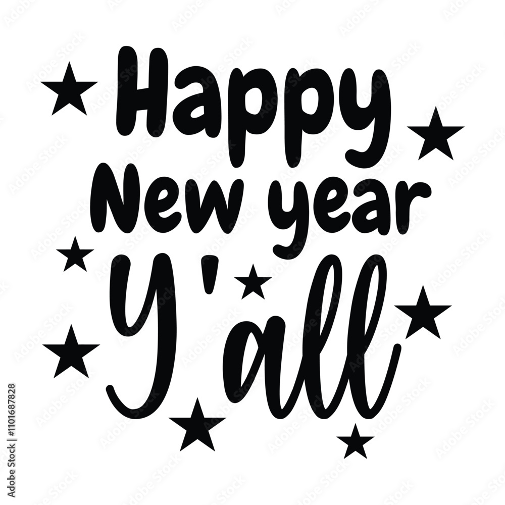Fototapeta premium Charming Happy New Year 2025 Typography Vector Clipart