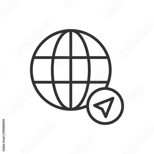 World navigation, icon in line design. World, navigation, map, globe, direction, travel, route on white background vector. World navigation editable stroke icon