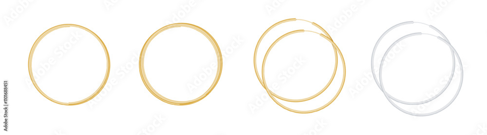 Golden circle frame set. Gold circles frames. Round shiny design element. Vector Golden circle frame set. Gold circles frames. Round shiny design element. Vector