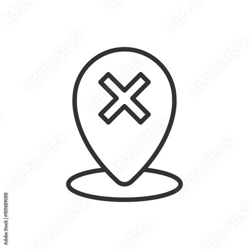 Wrong destination, icon in line design. Wrong, destination, map, error, location, pin, misdirection on white background vector. Wrong destination editable stroke icon