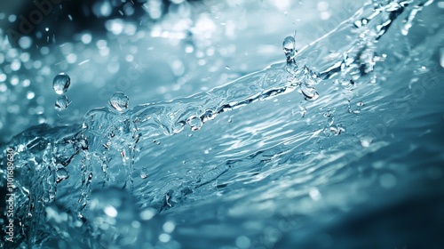 Dynamic motion of clear water splash with ripples photo