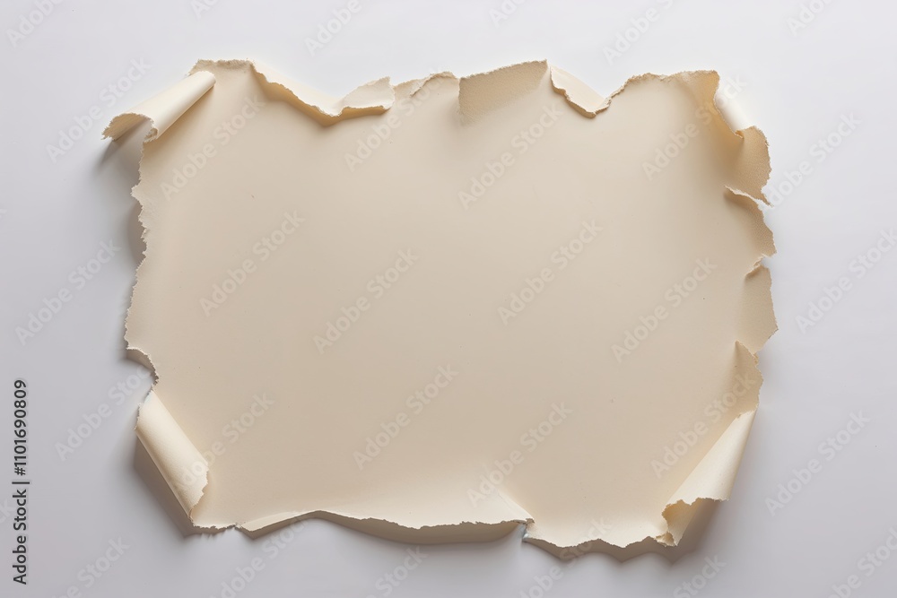 Frayed Paper Edges on Pristine White Background Frayed Paper Edges on Pristine White Background