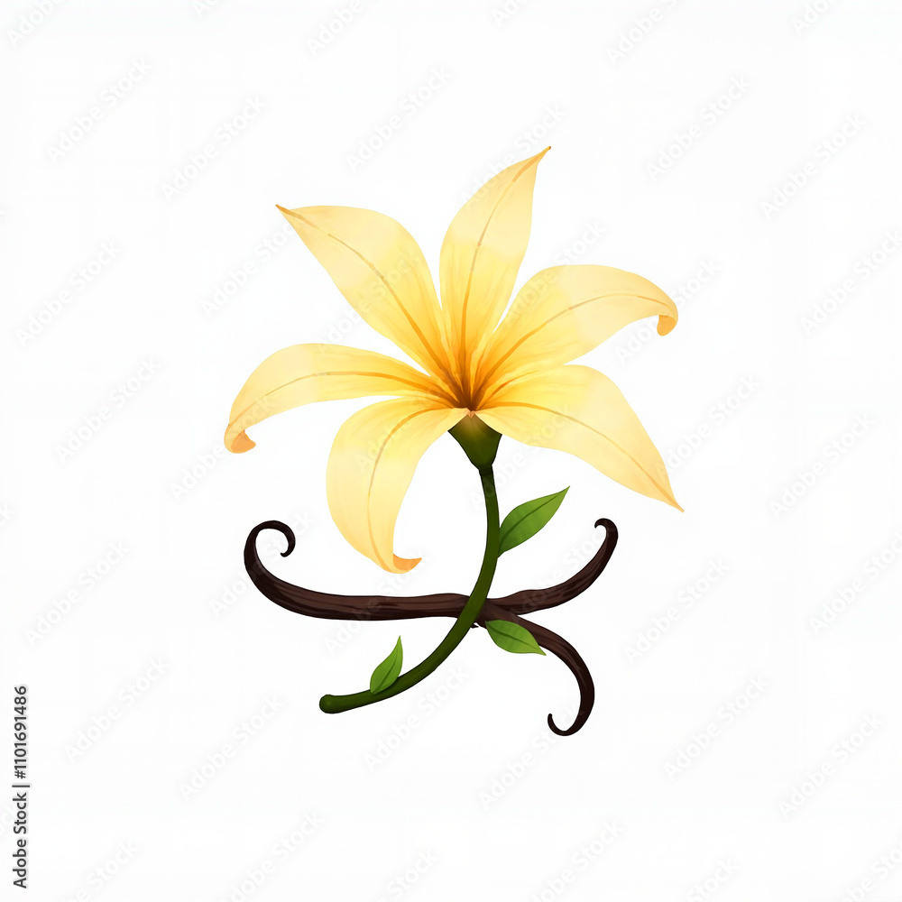 Obraz premium White lily flower with green leaves, purity and elegance, Al Generation 