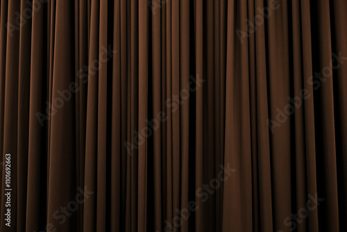 Chocolate brown curtain with many folds background texture