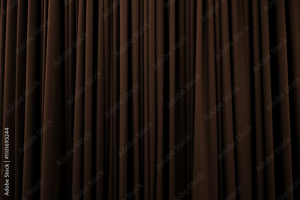 Dark brown curtain with many folds background texture Dark brown curtain with many folds background texture