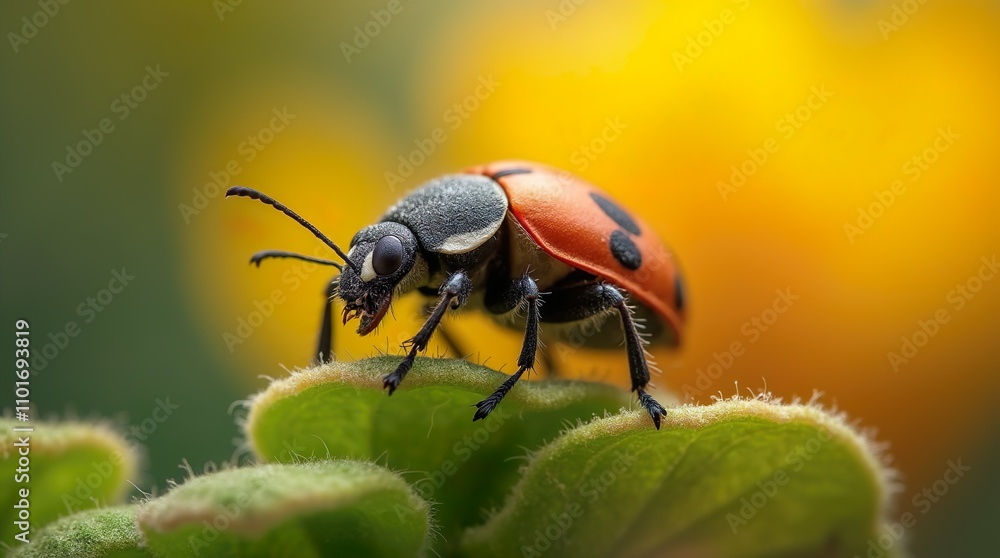 The Striped Intruder: A Close-Up of a Potato Beetle