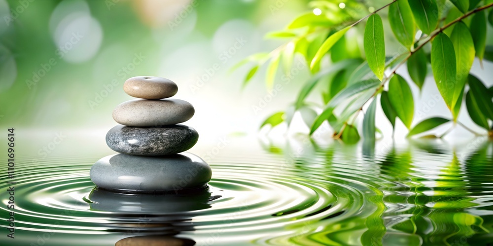 Elegant Glossy Background Zen Stones Water Ripples Spa Wellness Balance Tranquility Copy Space Elegant Glossy Background Zen Stones Water Ripples Spa Wellness Balance Tranquility Copy Space