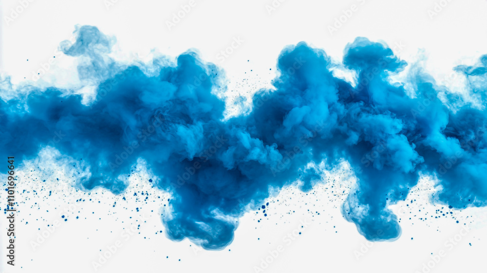 Isolated Blue Smoke Explosion Border on a White Background with Vibrant. Isolated Blue Smoke Explosion Border on a White Background with Vibrant.