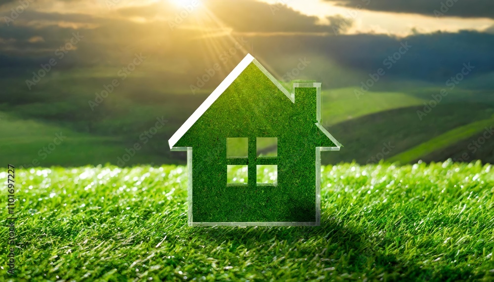 Conceptual representation of a green home highlighting environmentally friendly living, sustainability, energy efficiency, and renewable energy concepts for a better, eco-conscious future.