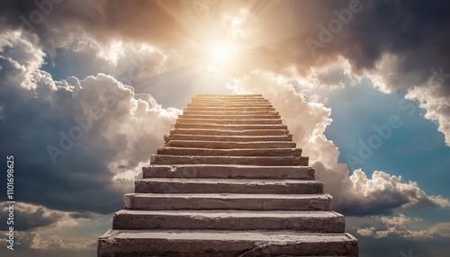 A breathtaking visual depiction of The Ladder or the Way to Heaven, symbolizing enlightenment, spirituality, and the ascension to higher realms, evoking profound philosophical contemplation.