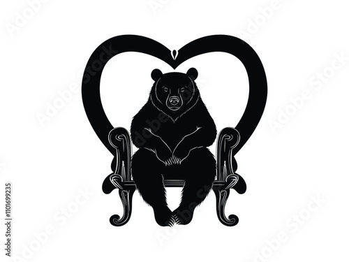 Valentine Bear Silhouette for Creative Valentine Artwork