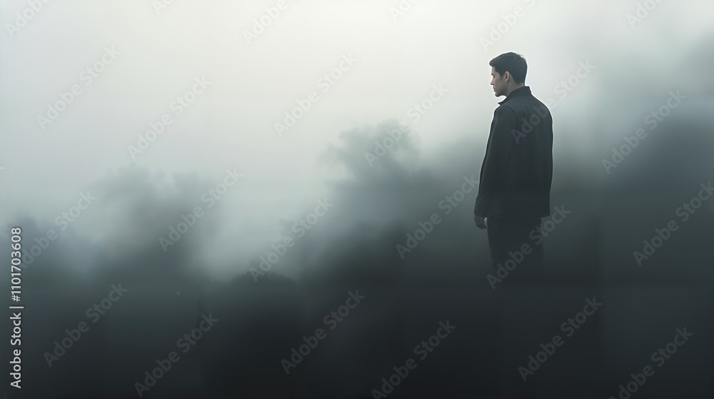 Enigmatic Black Fog Over Abstract Background Enigmatic Black Fog Over Abstract Background