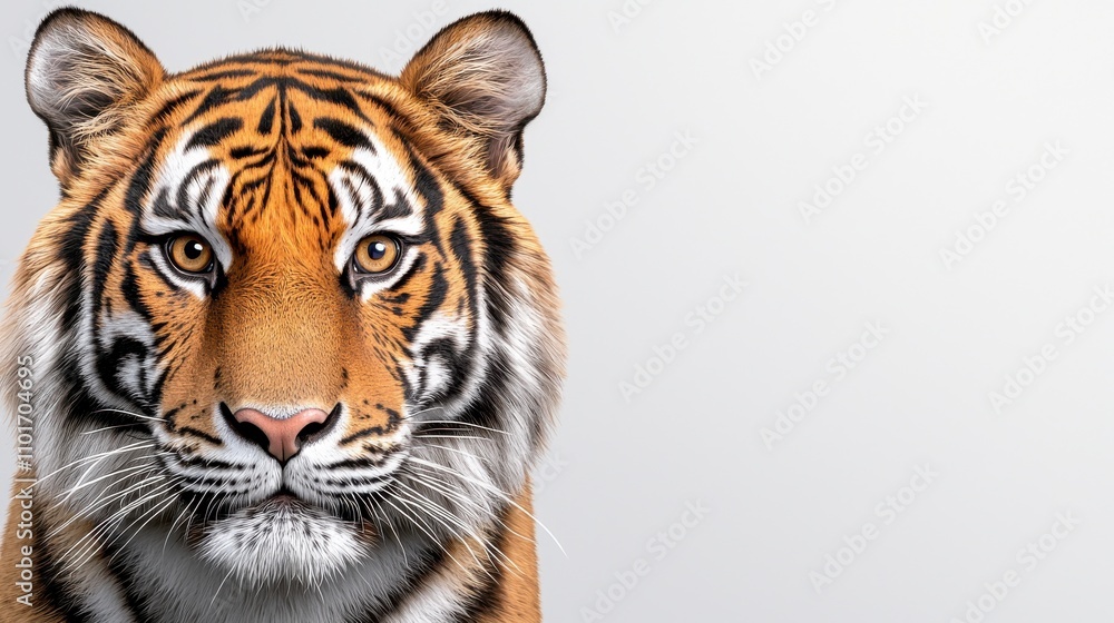 Fototapeta premium A captivating close-up of a tiger's head and face, showcasing intricate details of its fur patterns and expressive eyes.