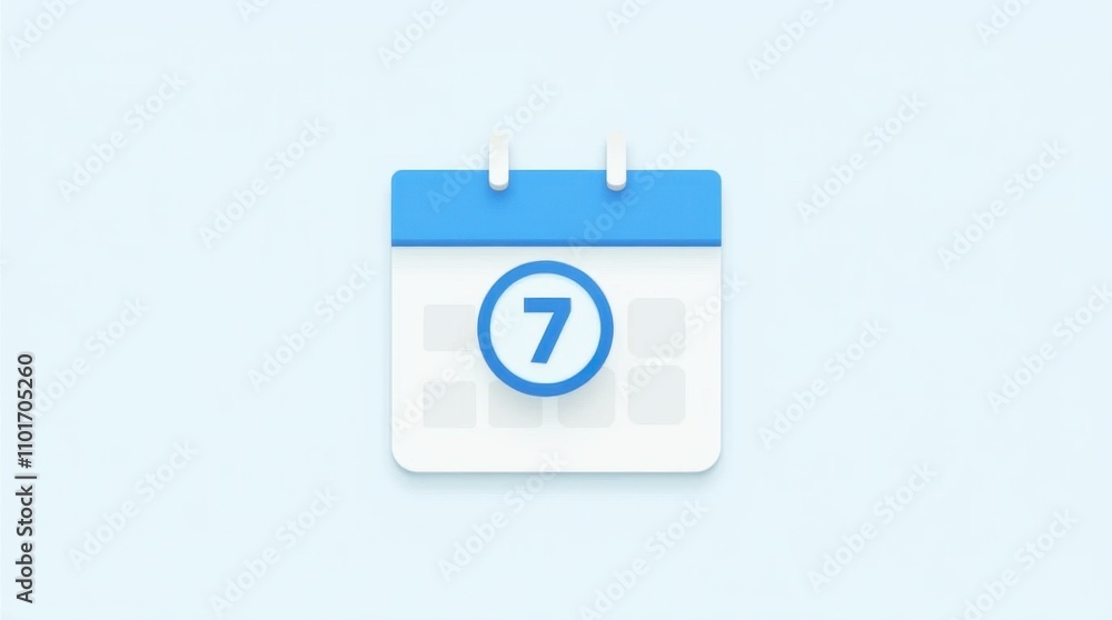 Blue and White Calendar Icon with Marked Date Blue and White Calendar Icon with Marked Date