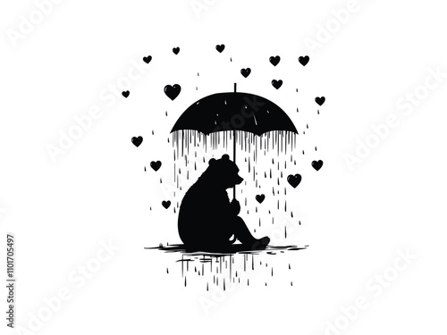 Valentine Bear Silhouette for Creative Valentine Artwork