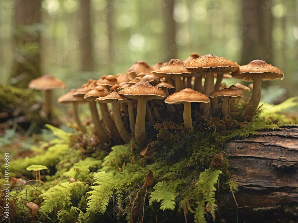 Fototapeta premium Mushrooms Growing in a Forest