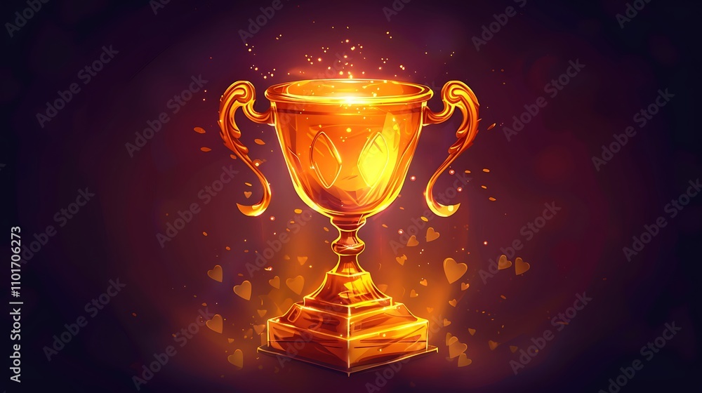 A trophy emoji gleaming on a dark background A trophy emoji gleaming on a dark background