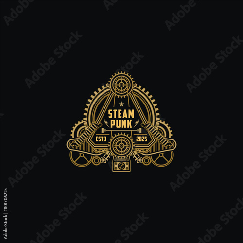Steampunk badge perfect for logo with detail gear circle