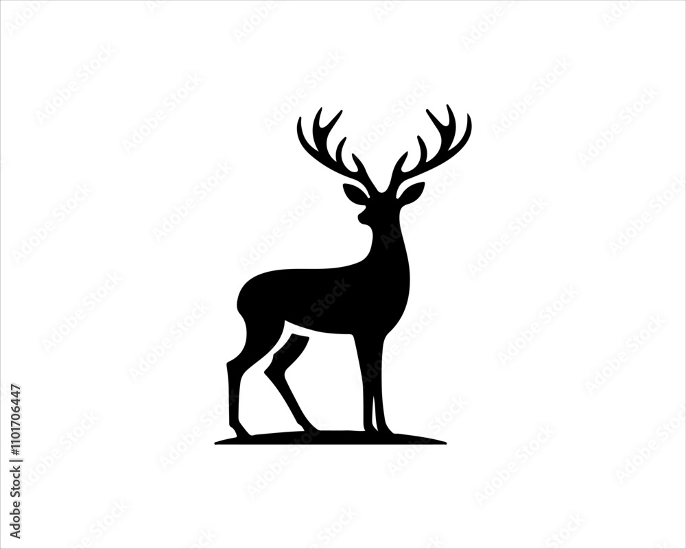Deer silhouette logo icon vector illustration. Black Deer Vector Deer silhouette logo icon vector illustration. Black Deer Vector