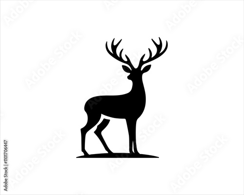 Deer silhouette logo icon vector illustration. Black Deer Vector