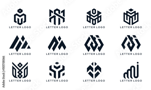 abstract set of letter MI logo design vector. icons for business or accounting