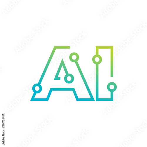 AI Logo. Artificial Intelligence logo design illustration