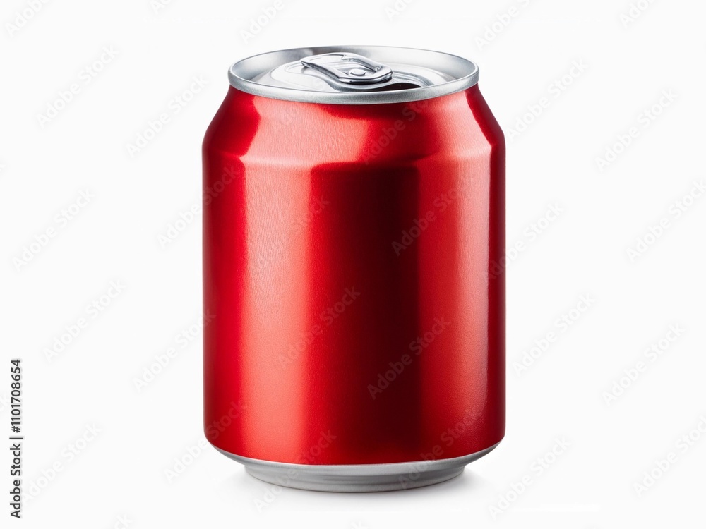 Red aluminium soda can isolated on white background with clipping path Red aluminium soda can isolated on white background with clipping path