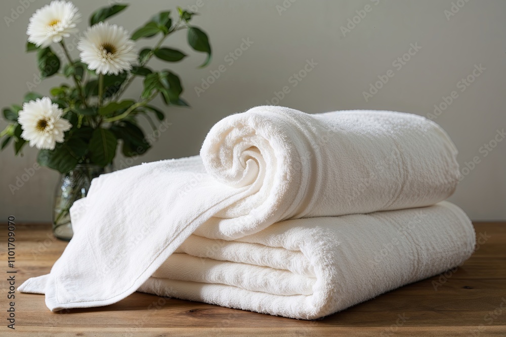 Comfortable White Cotton Towel Ideal for Visual Background Setup Comfortable White Cotton Towel Ideal for Visual Background Setup