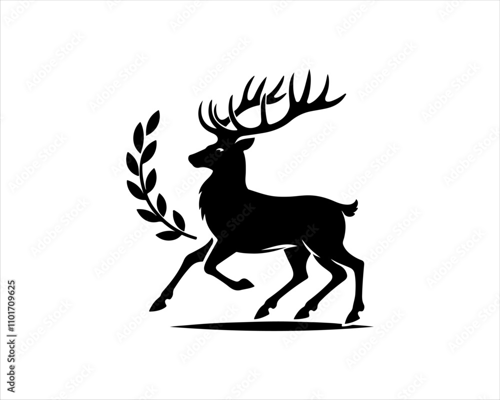 Deer silhouette logo icon vector illustration. Black Deer Vector Deer silhouette logo icon vector illustration. Black Deer Vector