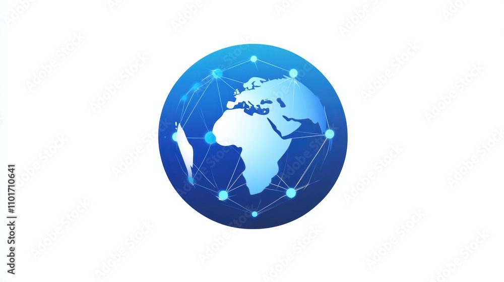 Global Network Connectivity: Digital World Map Illustration Global Network Connectivity: Digital World Map Illustration