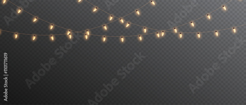 Vector lights on a transparent background. Christmas light PNG. Set of Christmas glowing garlands. For advertising invitations, web banners, postcards. Vector. Christmas decoration, LED lam	
