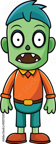 Zombie Cartoon Character Flat Vector Design