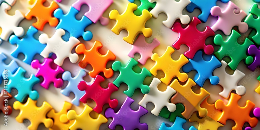 Colorful Puzzle Pieces Fitting Together Seamlessly - Abstract Concept of Unity and Diversity - Stock Photo Colorful Puzzle Pieces Fitting Together Seamlessly - Abstract Concept of Unity and Diversity - Stock Photo